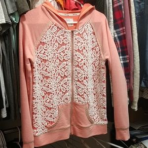 BKE Crocheted Zip Up Hoodie